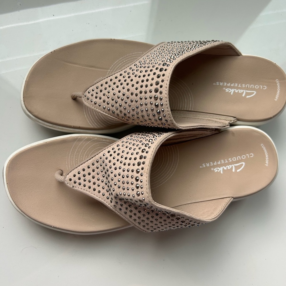Clarks Women's Beige Studded Sandals